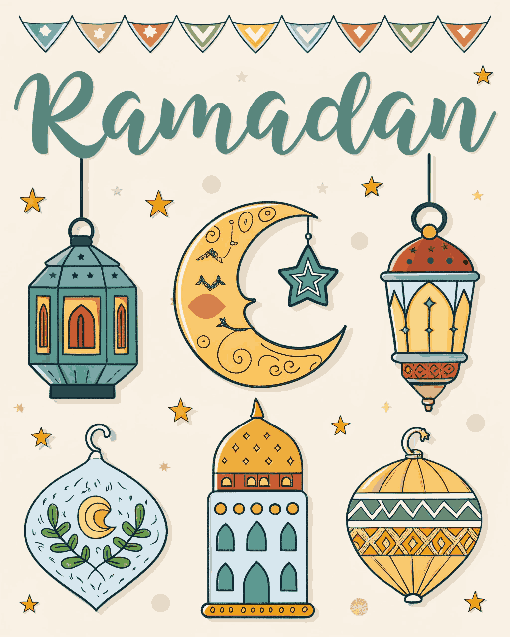 مجموعة ملصقات رمضان الإسلامية المميزة