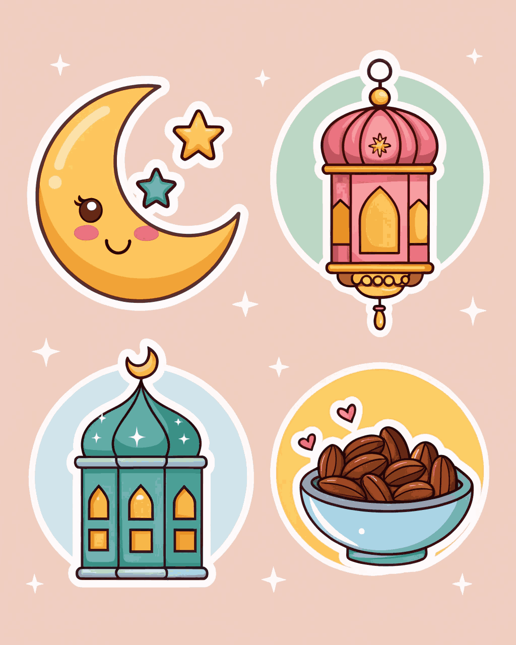مجموعة ملصقات رمضان الإسلامية المميزة