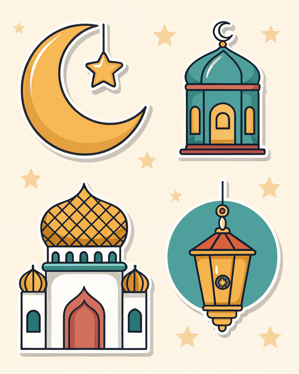 مجموعة ملصقات رمضان الإسلامية المميزة