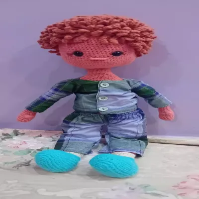 Handcrafted Crochet Boy Doll in Stylish Outfit