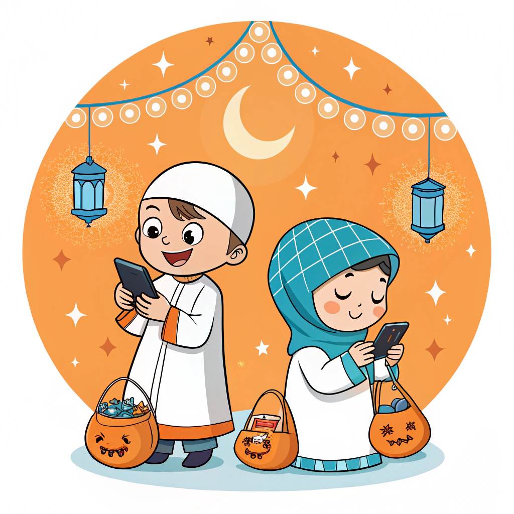 ملصقات قرقيعان بألوان زاهية وشخصيات مرحة